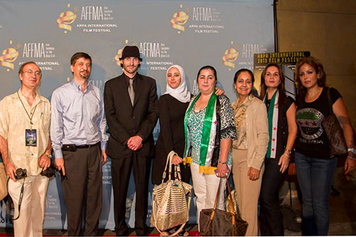 Matthew VanDyke with supporters at the Arpa International Film Festival at Grauman's Egyptian Theatre in Los Angeles, California.